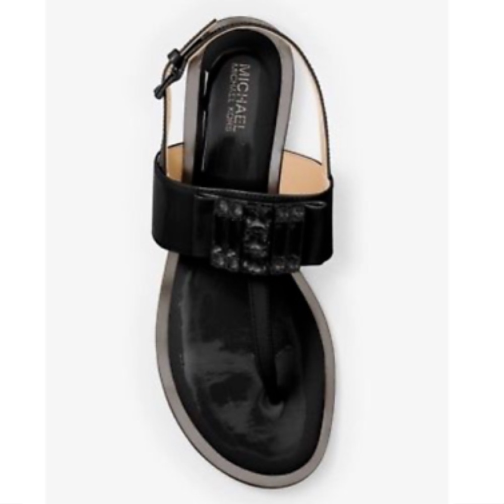 Michael Kors Michelle Thong Patent Leather Sandals - Picture 2 of 8